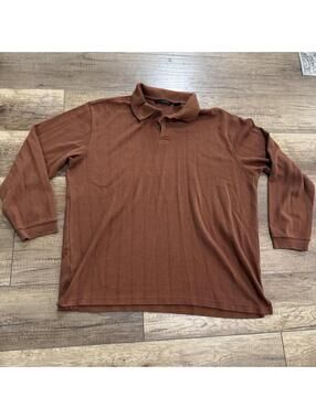Vintage AXIST Men's Long Sleeve Polo Shirt Burnt Orange XL